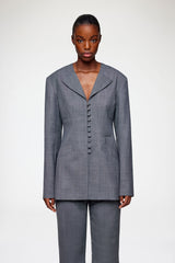 GANNI New Blazer in Grey Wool Melange