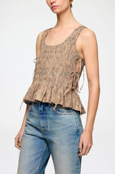 GANNI Discount Smock Top in Printed Stretch
