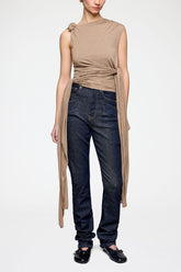 GANNI On Sale Top in Beige Jersey