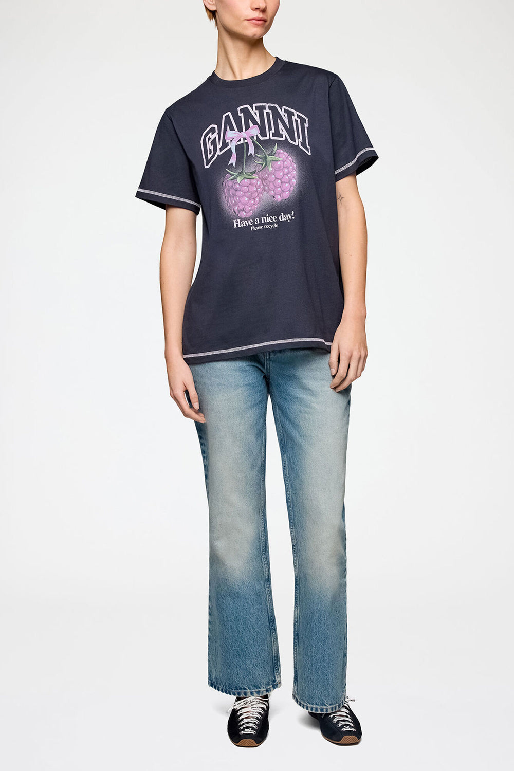 GANNI Outlet T-shirt with Raspberries