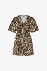 GANNI New Leopard Cotton Mini Dress