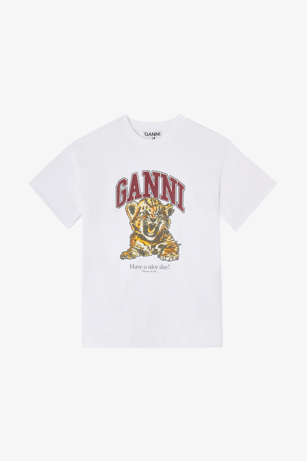 GANNI us White Beaded Tiger T-shirt