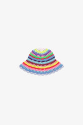 GANNI New Bucket Hat in Striped Crochet