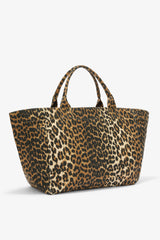 GANNI New Almond Milk Daisy Duck Leopard XXL Tote