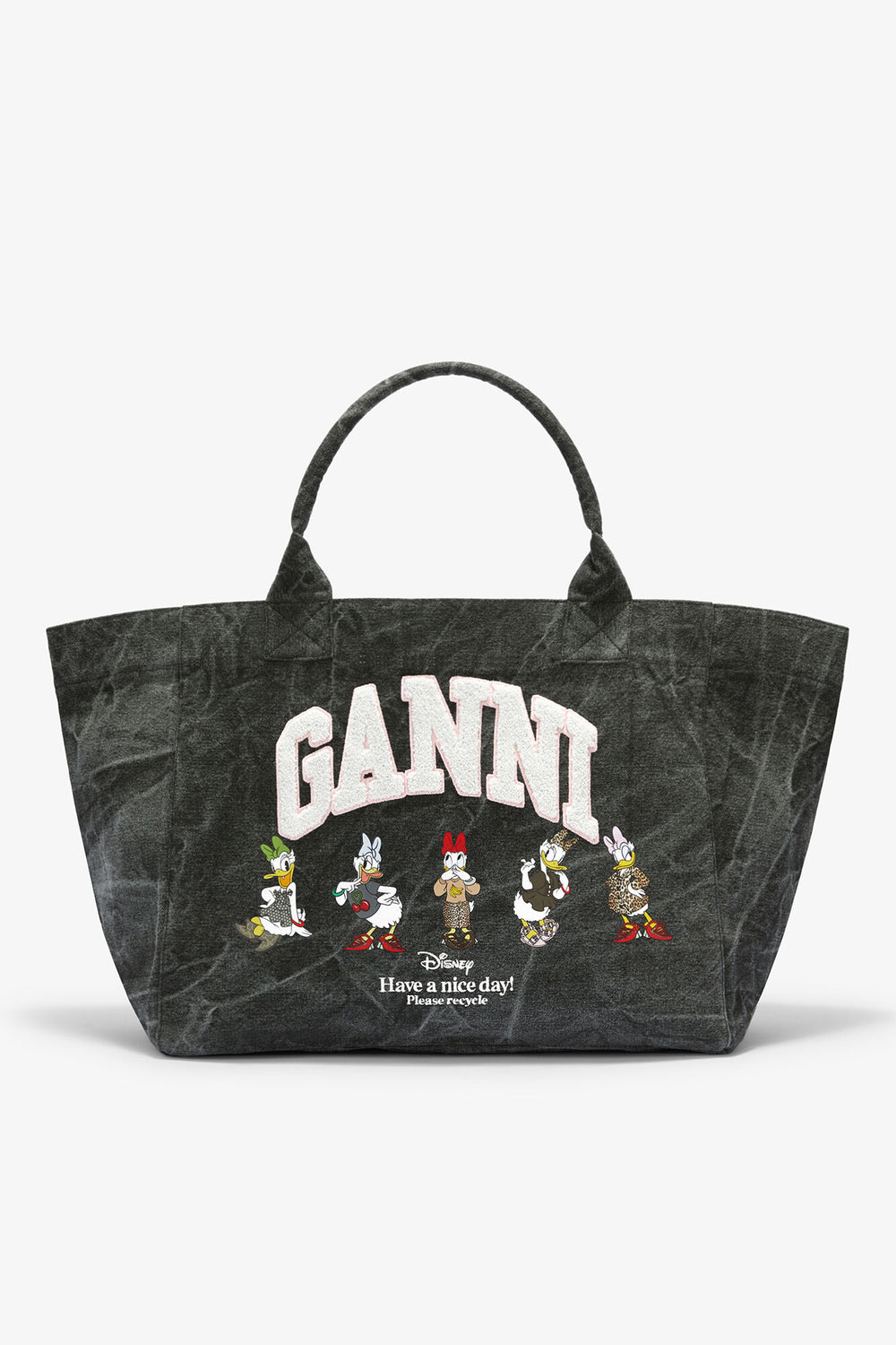 GANNI New Black Oyster Daisy Duck Bleached XXL Tote