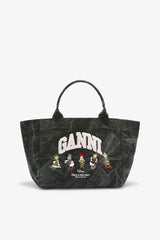 GANNI For Sale Black Oyster Daisy Duck Bleached Medium Tote