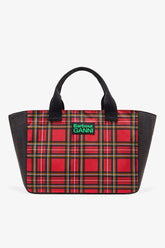 GANNI Hot Sale Dark Green Red Tartan Tote