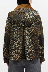 GANNI Outlet Short Wax Jacket in Leopard