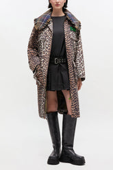 GANNI Hot Sale Long Coat in Leopard