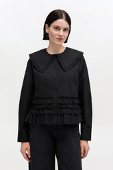 GANNI New Stretch Cotton Ruffle Shirt