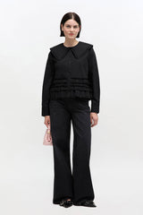 GANNI New Stretch Cotton Ruffle Shirt