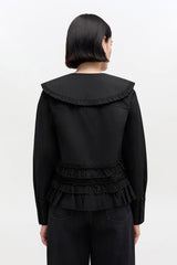 GANNI New Stretch Cotton Ruffle Shirt