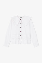 GANNI us Stretch Cotton Ruffle Shirt