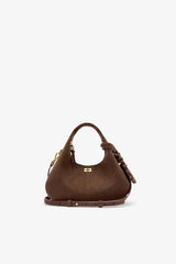 GANNI Online Chicory Coffee Brown Suede Mini Hobo Bag