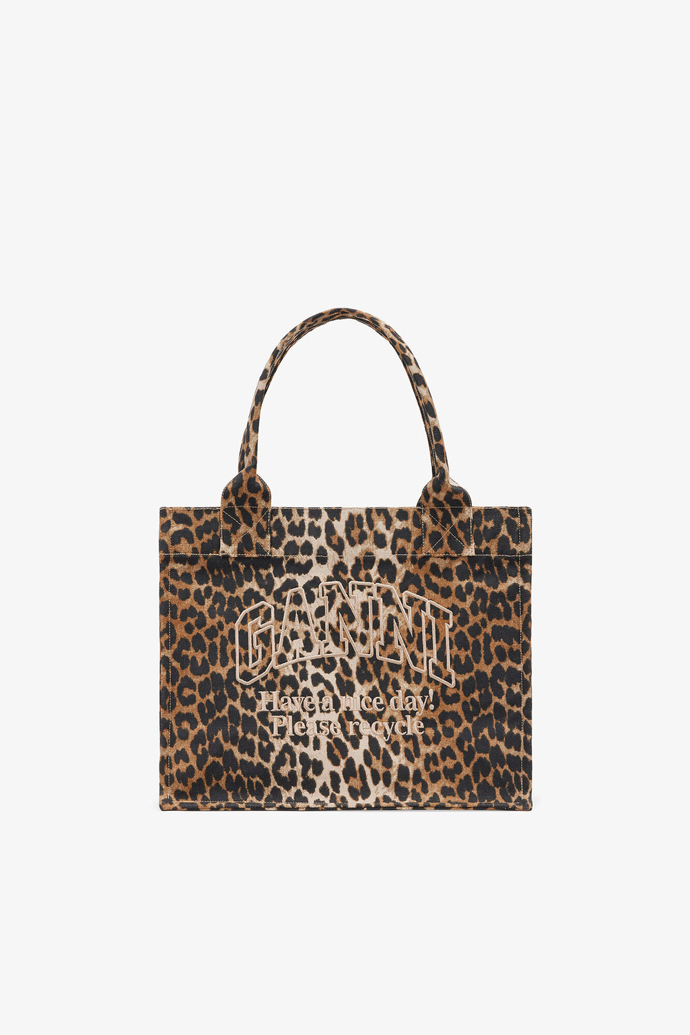 GANNI Sale Leopard Leopard Large Canvas Tote Bag