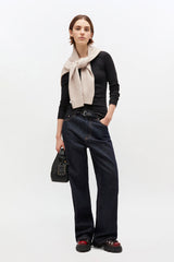 GANNI On Sale Black Rib Long-sleeve
