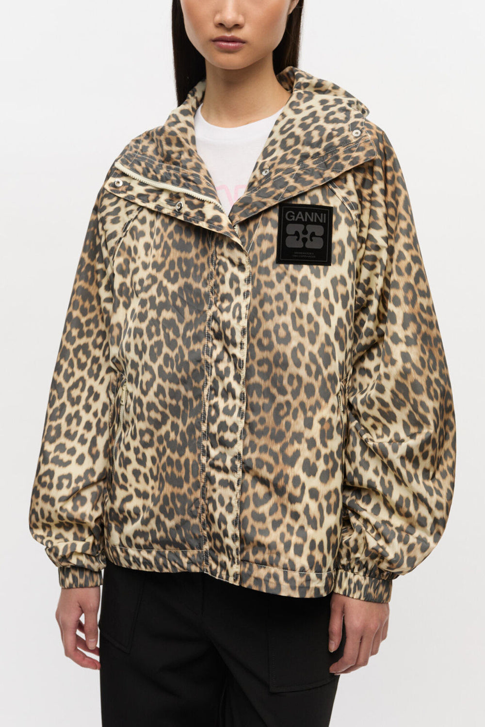 GANNI On Sale Leopard Print Nylon Jacket