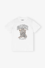GANNI Sale White Basic Jersey Leopard Relaxed T-shirt
