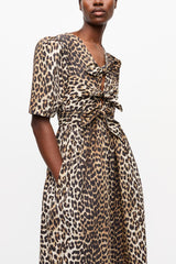 GANNI On Sale Leopard Printed Cotton Dress