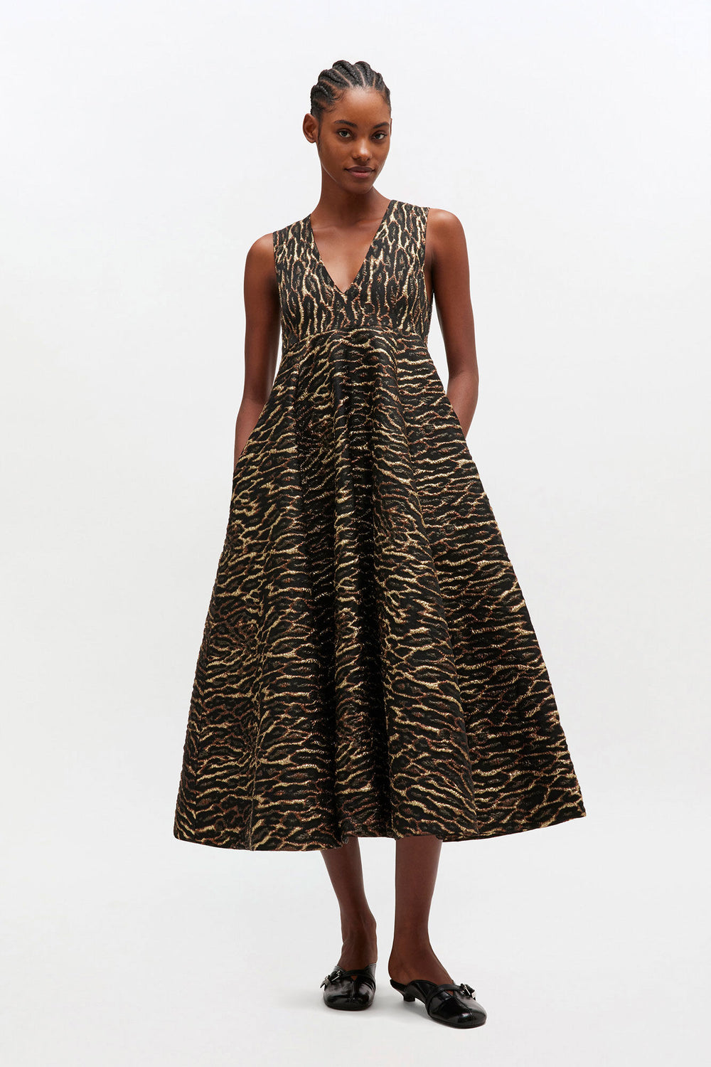 GANNI Hot Sale Metallic Cloque Long Dress