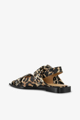 GANNI New Feminine Buckle Ballerinas in Leopard Satin