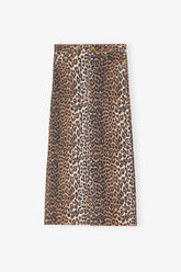 GANNI us Leopard Denim Maxi Slit Skirt