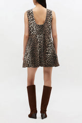 GANNI Sale Leopard Denim Mini Dress
