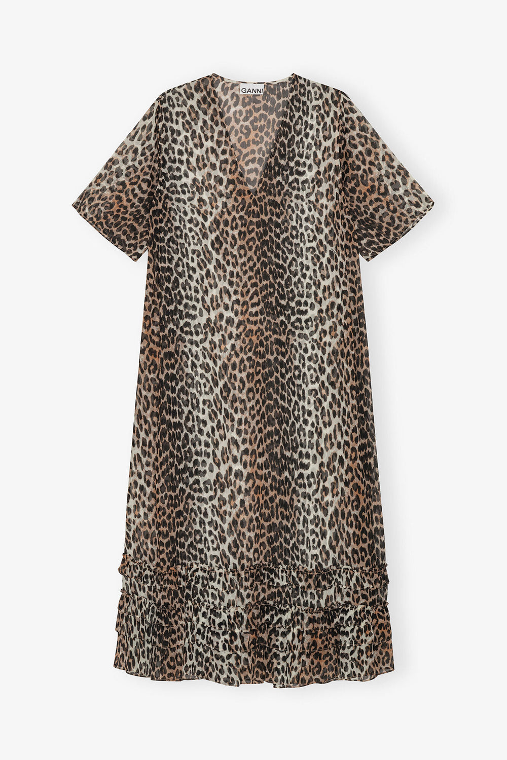 GANNI On Sale Leopard Chiffon Maxi Dress