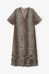 GANNI On Sale Leopard Chiffon Maxi Dress