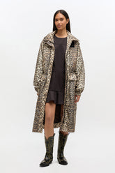 GANNI Online Leopard Nylon Parka Coat
