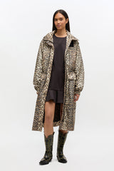 GANNI Online Leopard Nylon Parka Coat