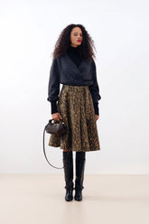 GANNI On Sale Leopard Denim Wrap Skirt