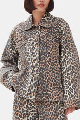 GANNI Outlet Leopard Denim Jacket