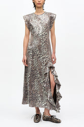 GANNI New Leopard Stretch Sequins Long Dress