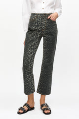 GANNI Outlet Grey Leopard Betzy Jeans
