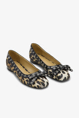 GANNI us Leopard Eyelet Bow Ballerinas