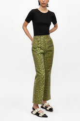 GANNI On Sale Green Leopard Betzy Jeans