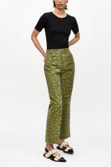 GANNI On Sale Green Leopard Betzy Jeans