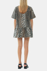 GANNI For Sale Leopard Open-back Mini Denim Dress