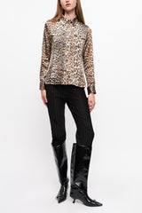GANNI Outlet Leopard Print Satin Shirt