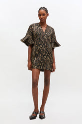GANNI Online Metallic Cloque Mini Ruffle Dress