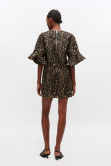 GANNI Online Metallic Cloque Mini Ruffle Dress