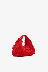 GANNI For Sale Goji Berry Mini Hobo Bag in Red Crochet