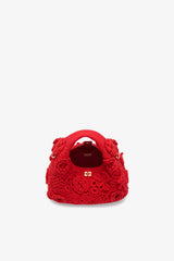 GANNI For Sale Goji Berry Mini Hobo Bag in Red Crochet