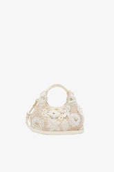 GANNI Hot Sale Egret Mini Hobo Bag in White Crochet