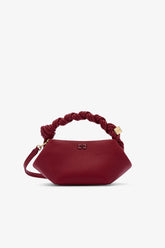 GANNI us Red Dahlia Burgundy Grained Mini Bou Bag