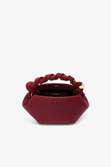 GANNI us Red Dahlia Burgundy Grained Mini Bou Bag