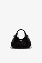 GANNI On Sale Black Velvet Moire Mini Hobo Bag
