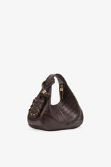 GANNI Sale Chocolate Fondant Brown Croco Mini Hobo Bag