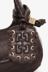 GANNI Sale Chocolate Fondant Brown Croco Mini Hobo Bag